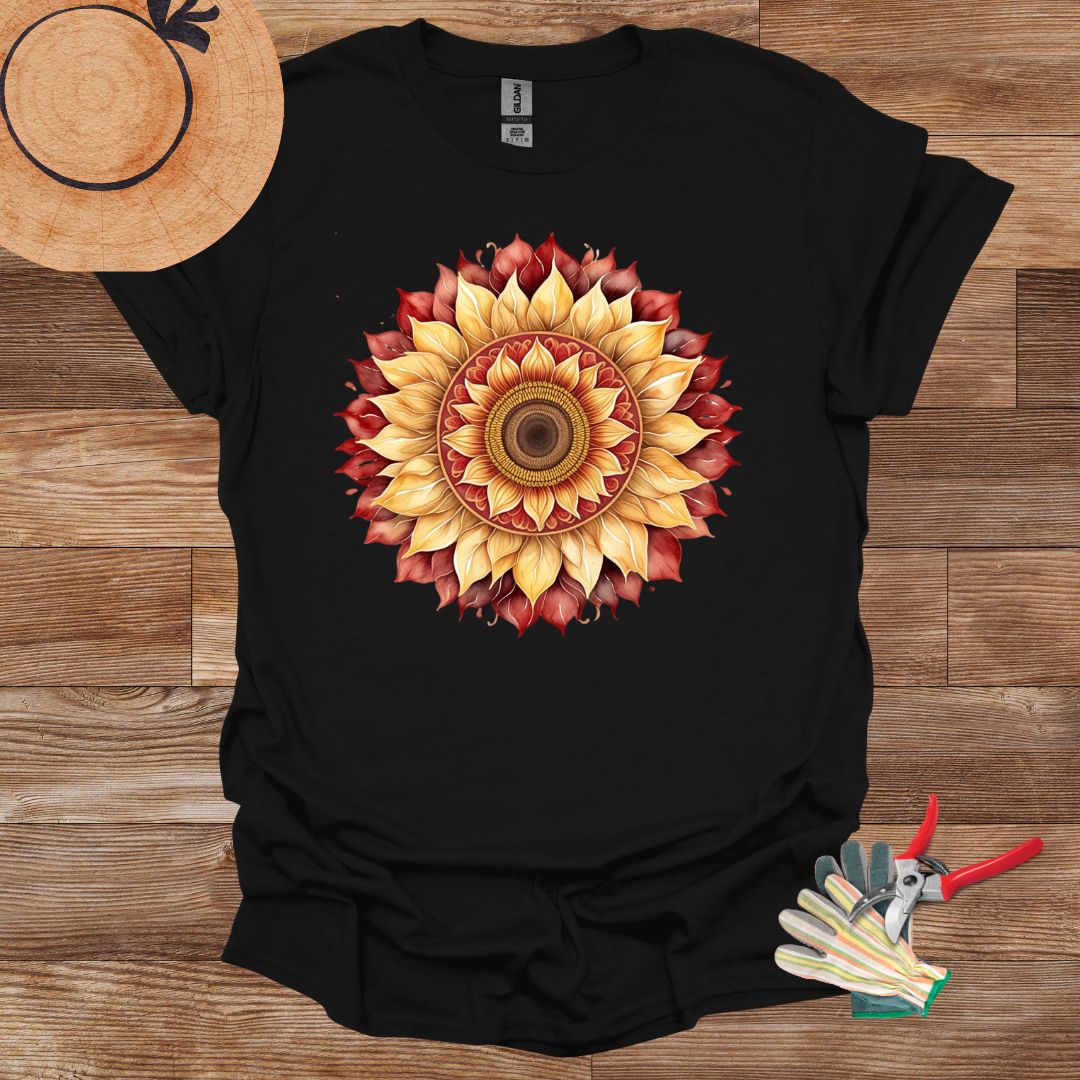 Mandala Red Gold Sunflower