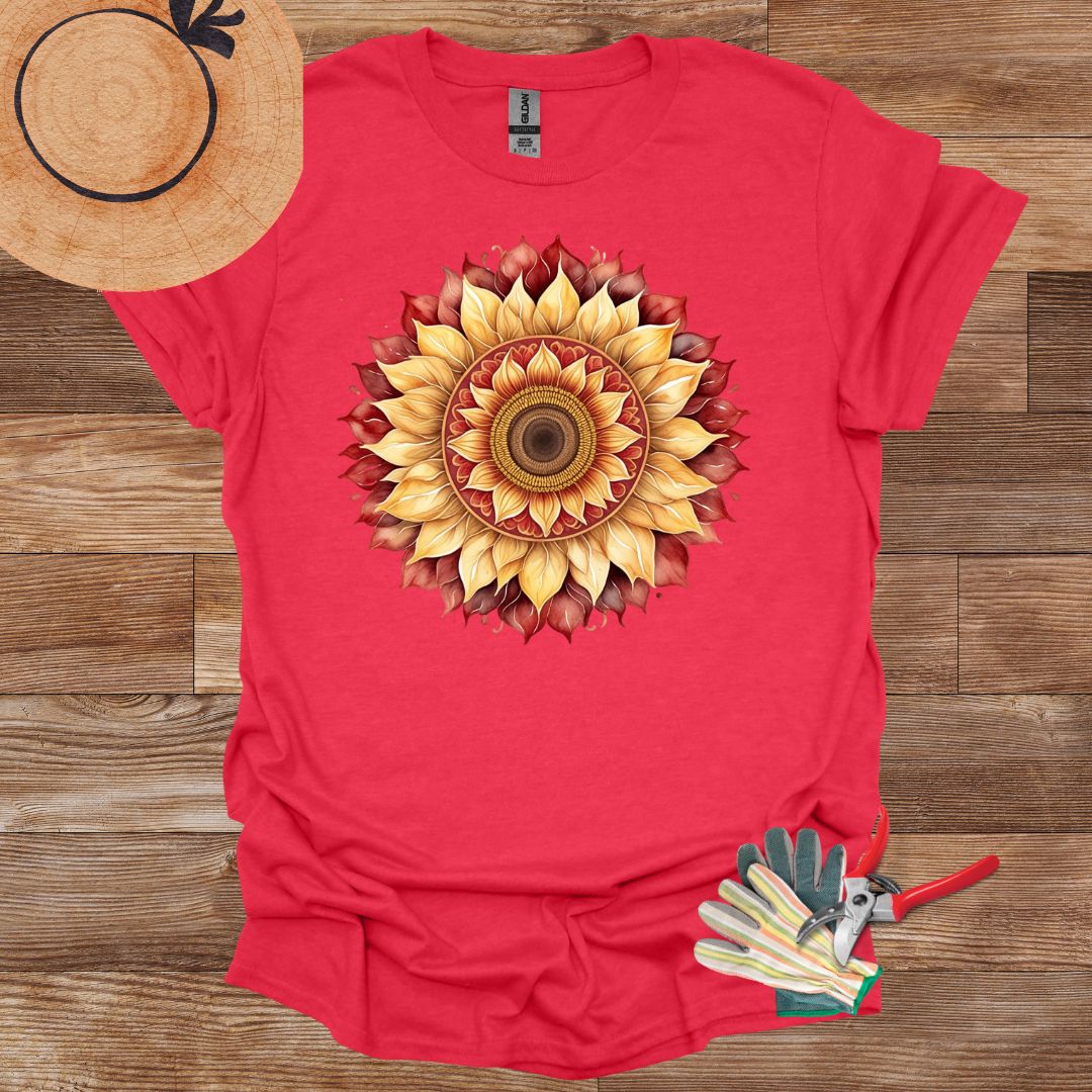 Mandala Red Gold Sunflower