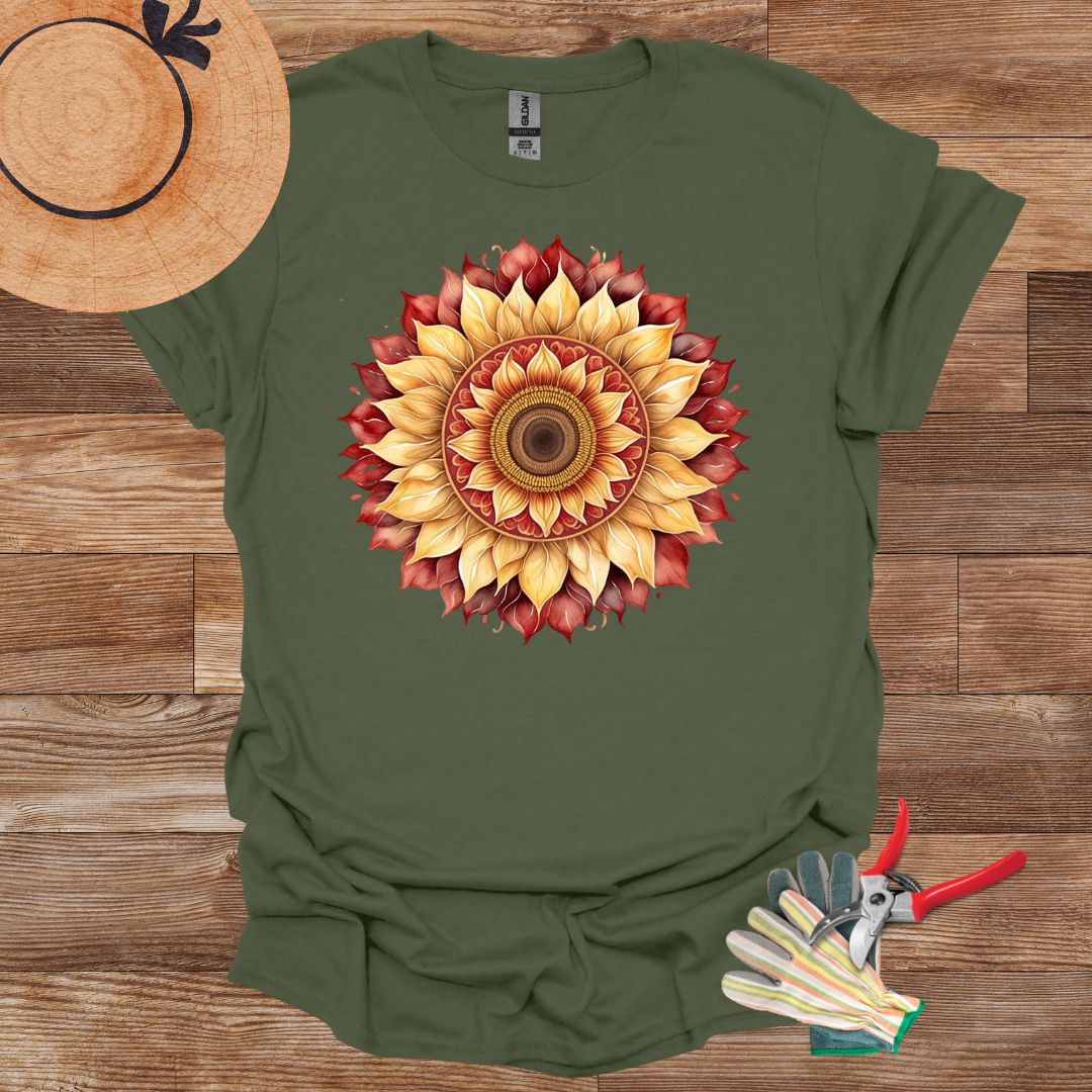 Mandala Red Gold Sunflower