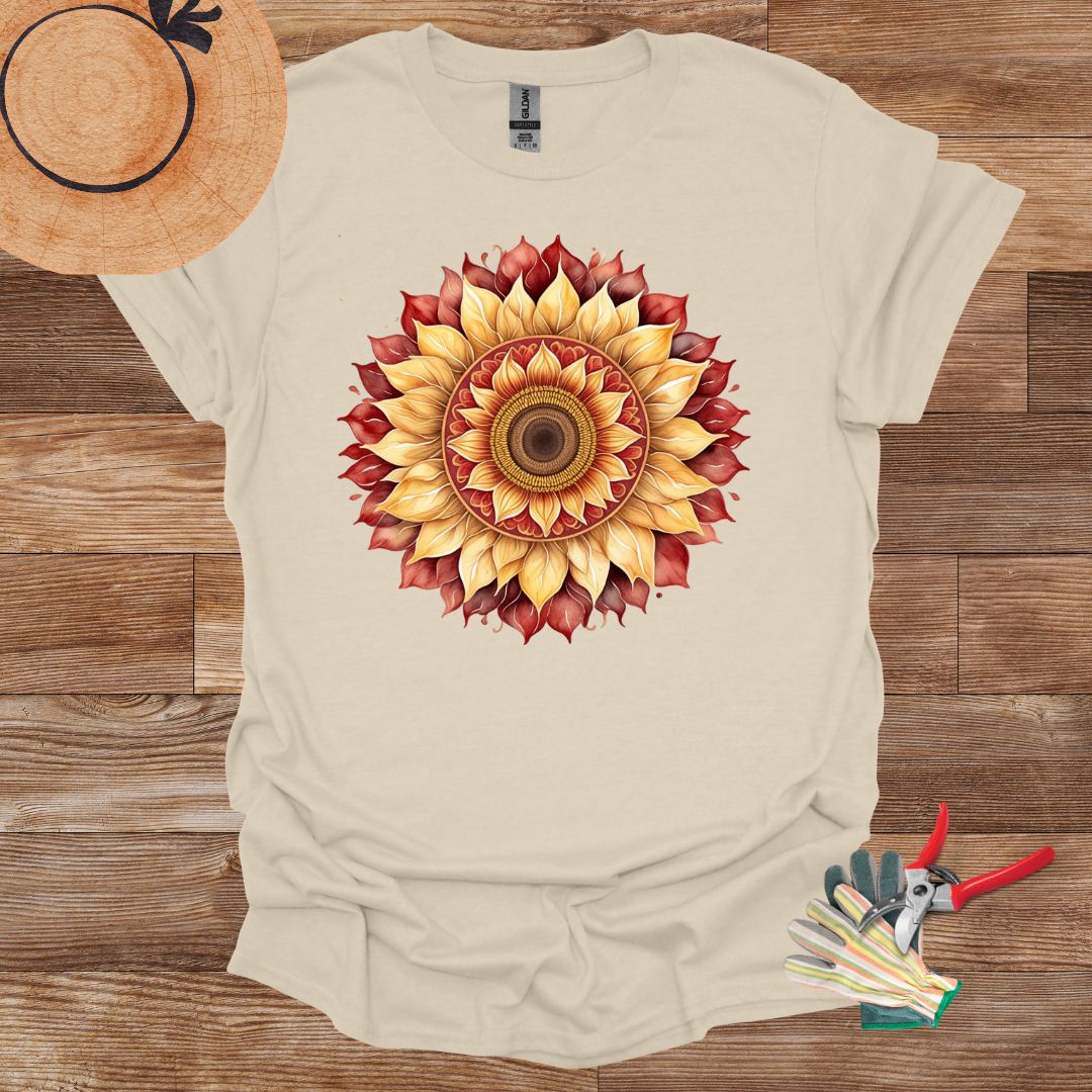 Mandala Red Gold Sunflower