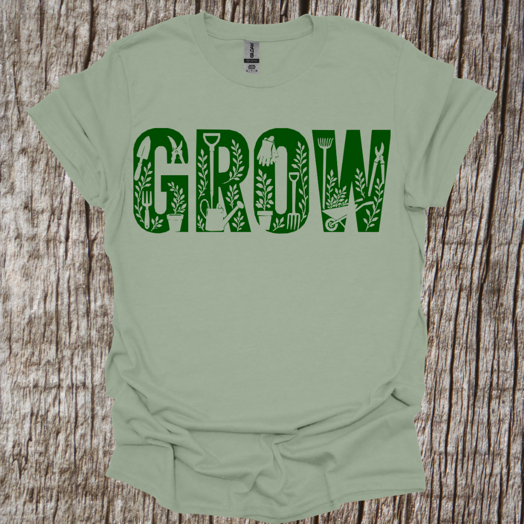 Grow Graphic with tools and vines