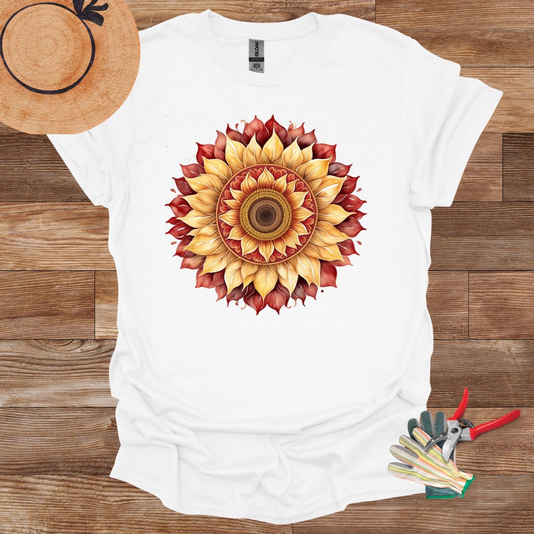 Mandala Red Gold Sunflower